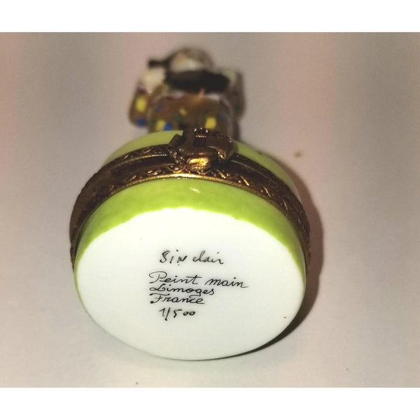 Clown Jester Harlequin Figurine Porcelain Limoges Circus Clown French Trinket Box