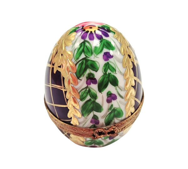 Cobalt Blue Gold Egg Treasure Porcelain Limoges traditional egg LIMOGES BOXES French Trinket Box