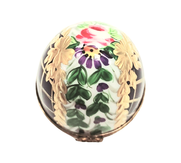 Cobalt Blue Gold Egg Treasure Porcelain Limoges traditional egg LIMOGES BOXES French Trinket Box