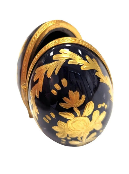 Cobalt Blue Gold Limoges Frame Porcelain Limoges egg French Trinket Box