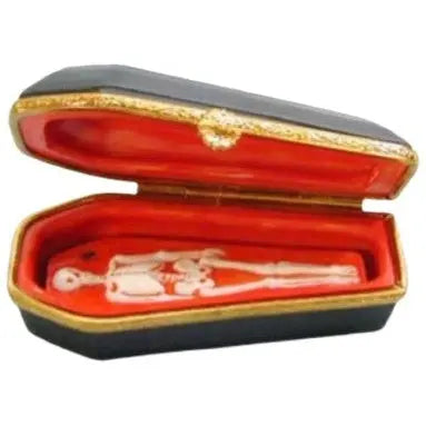 Coffin w Skeleton Porcelain Limoges Halloween French Trinket Box