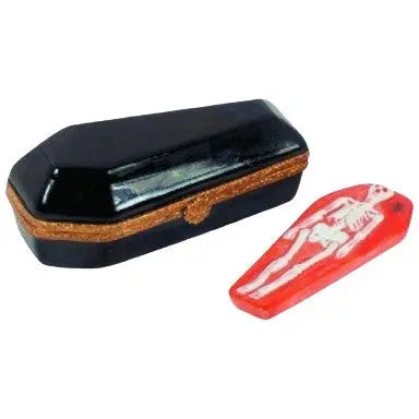 Coffin w Skeleton Porcelain Limoges Halloween French Trinket Box