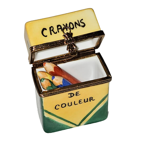 Colorful Crayon Box Figurine Porcelain Limoges fine art Baby LIMOGES BOXES French Trinket Box