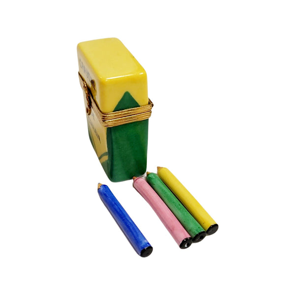 Colorful Crayon Box Figurine Porcelain Limoges fine art Baby LIMOGES BOXES French Trinket Box