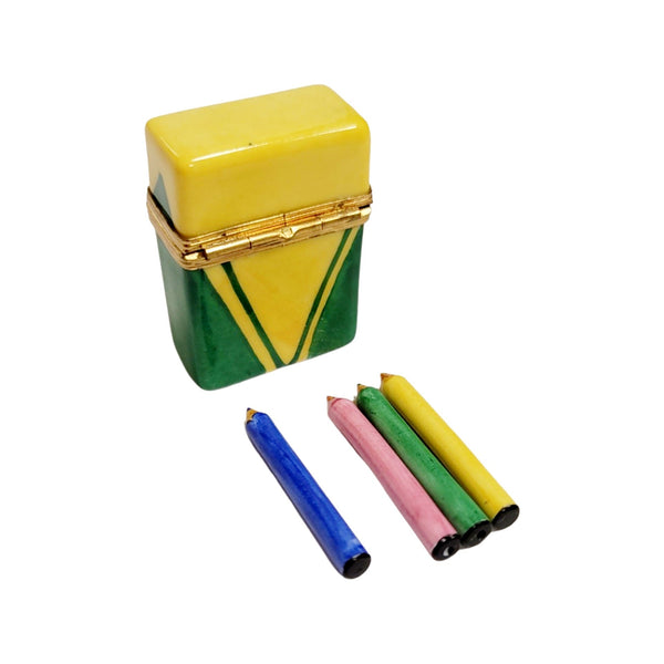 Colorful Crayon Box Figurine Porcelain Limoges fine art Baby LIMOGES BOXES French Trinket Box