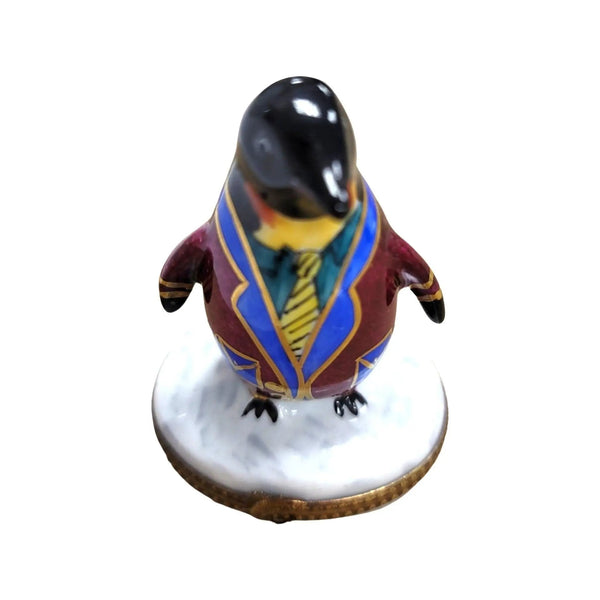 Colorful Tuxedo Penguin Figurine Porcelain Limoges xmas bird birds special winter travel LIMOGES BOXES French Trinket Box