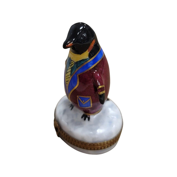 Colorful Tuxedo Penguin Figurine Porcelain Limoges xmas bird birds special winter travel LIMOGES BOXES French Trinket Box
