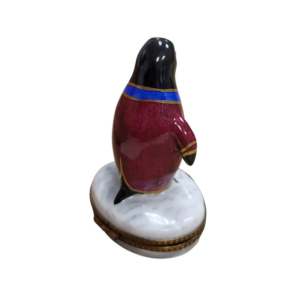 Colorful Tuxedo Penguin Figurine Porcelain Limoges xmas bird birds special winter travel LIMOGES BOXES French Trinket Box
