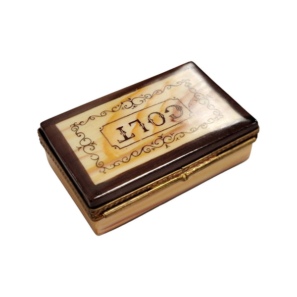 Colt 45 Sheriff Badge Figurine Porcelain Limoges sports men professional French Trinket Box