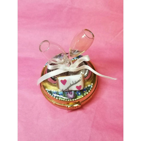 Congratulations Champagne Celebration Box Porcelain Limoges special wine limoges box French Trinket Box