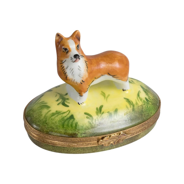 Corgi Dog Porcelain Limoges Dog French Trinket Box