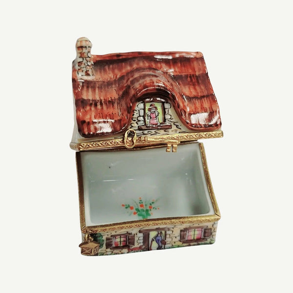 Cottage Country House Figurine Porcelain Limoges home French Trinket Box