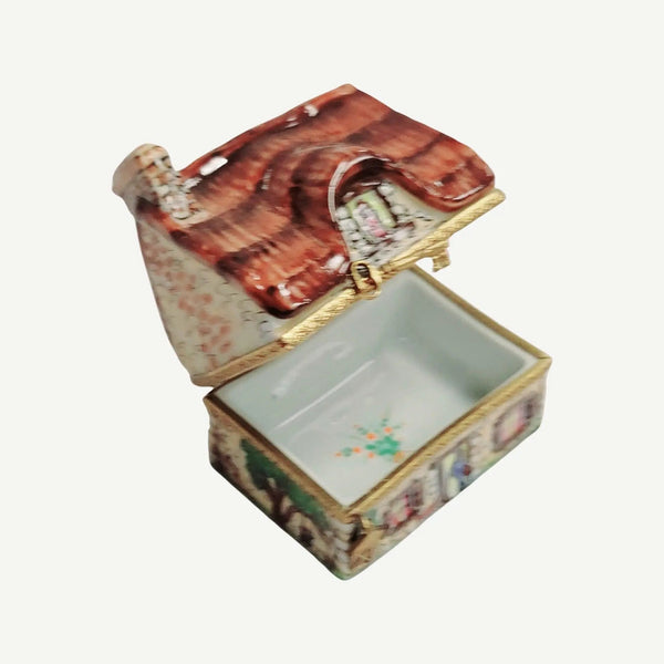 Cottage Country House Figurine Porcelain Limoges home French Trinket Box