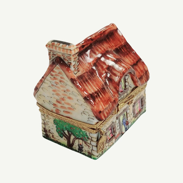 Cottage Country House Figurine Porcelain Limoges home French Trinket Box
