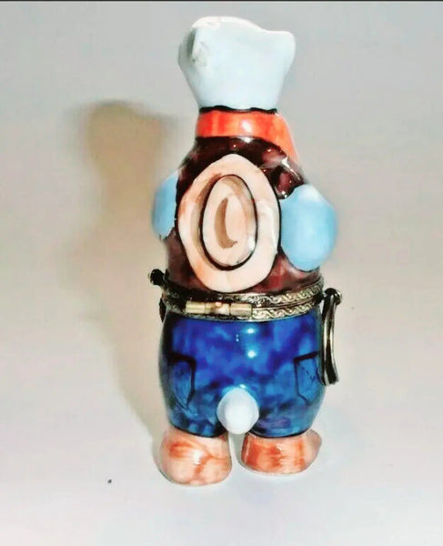 Cowboy Polar Bear Porcelain Limoges Bear sports fairy French Trinket Box