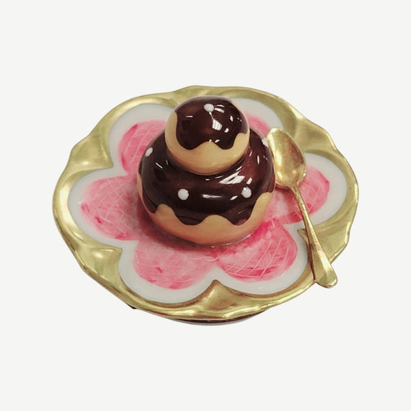 Cream Puff Delightful Figurine Porcelain Limoges Dessert French Trinket Box