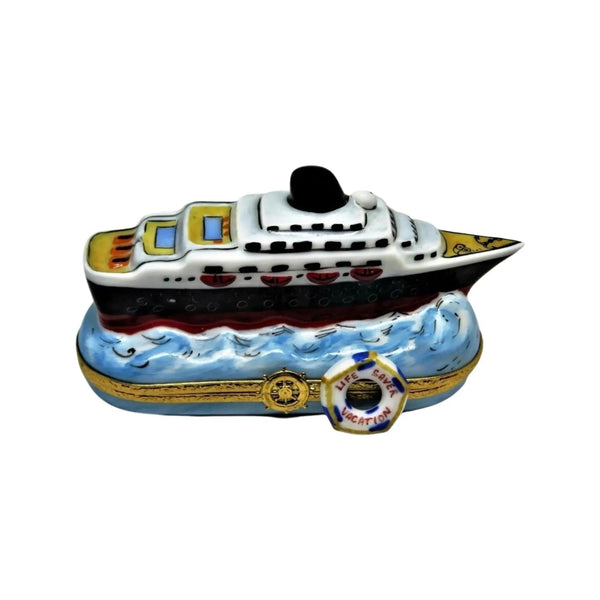 Cruise Ship Porcelain Limoges Travel Vehicle Ocean beach French Trinket Box