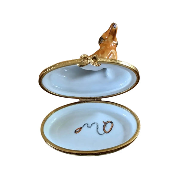 Dachshund: Brown Dog Porcelain Limoges Dog French Trinket Box