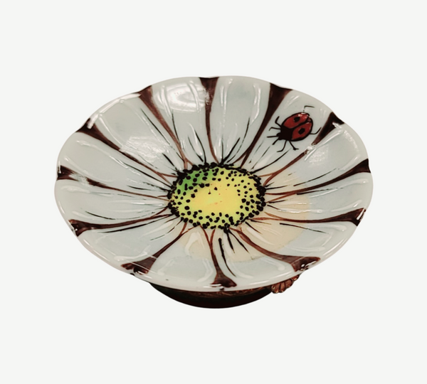Daisy Flower With Ladybug Figurine Porcelain Limoges Flowers Garden French Trinket Box