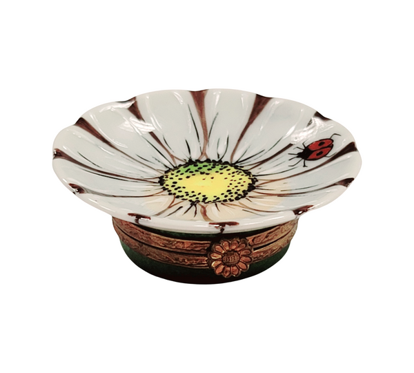 Daisy Flower With Ladybug Figurine Porcelain Limoges Flowers Garden French Trinket Box