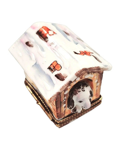 Dalmatian Dog Winter Retreat Porcelain Limoges dog winter French Trinket Box