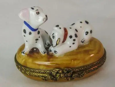 Dalmation Puppy Dogs Porcelain Limoges dog limoges boxes French Trinket Box
