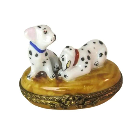 Dalmation Puppy Dogs Porcelain Limoges dog limoges boxes French Trinket Box