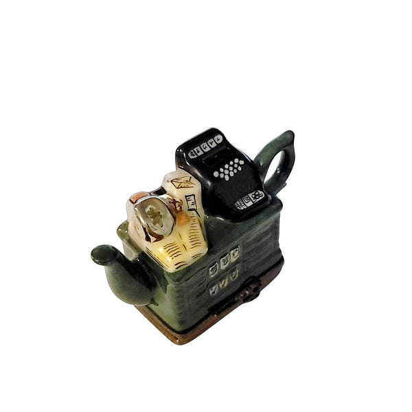 Dark Green Limoges Teapot Treasure Porcelain Limoges China Professional French Trinket Box