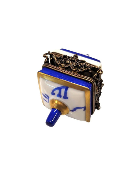 Dazzling White Brass Dreidel Box Porcelain Limoges Religion Christian French Trinket Box