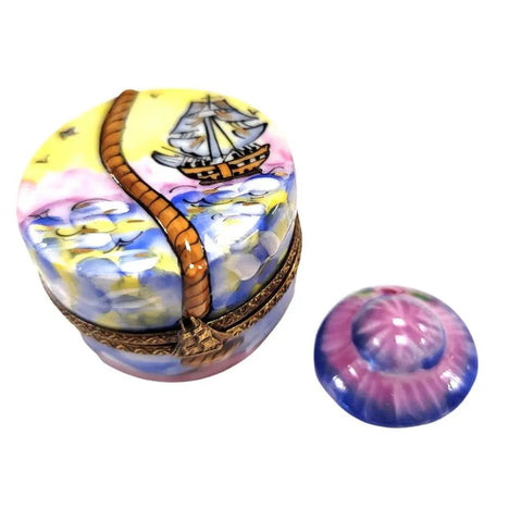 Designer Hat Box Figurine Porcelain Limoges hats fashion LIMOGES BoXES French Trinket Box