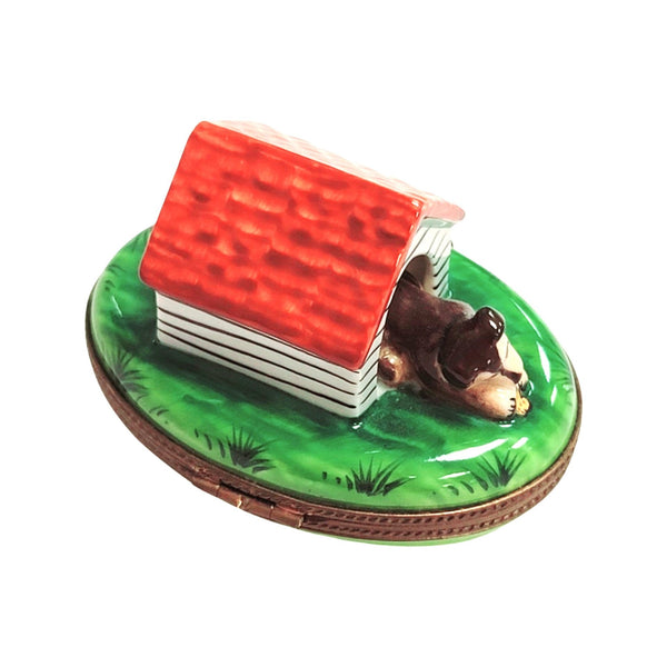 Dog House Delight Limoges Box Porcelain Limoges dog French Trinket Box