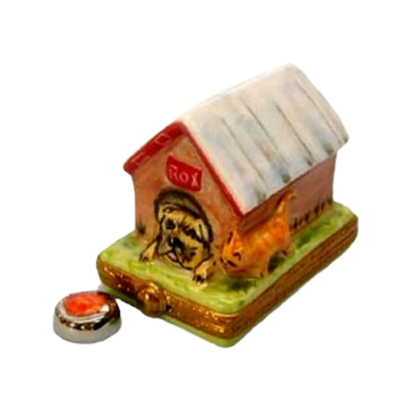 Dog House Porcelain Limoges Dog French Trinket Box