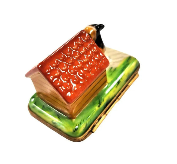 Dog in Cozy Doghouse Limoges Box Porcelain Limoges dog French Trinket Box