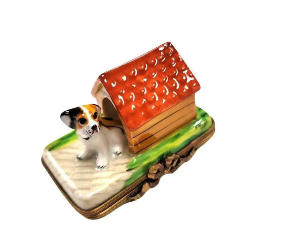 Dog in Cozy Doghouse Limoges Box Porcelain Limoges dog French Trinket Box