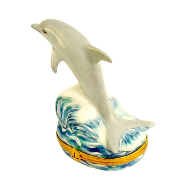 Dolphin Porcelain Limoges Fish Ocean French Trinket Box
