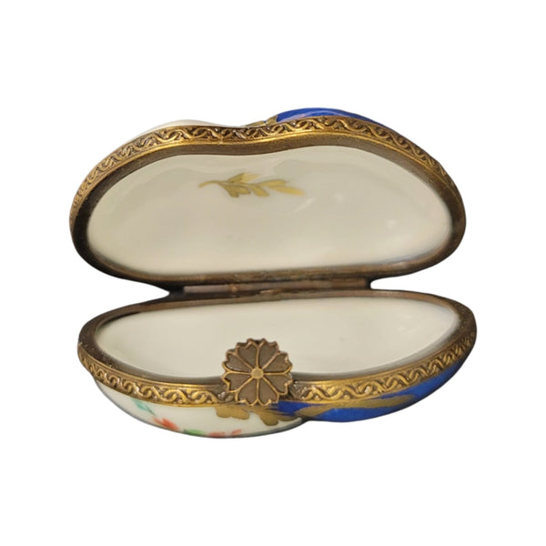 Double Blue Heart Elegance Porcelain Limoges hearts LIMOGES BOXES French Trinket Box