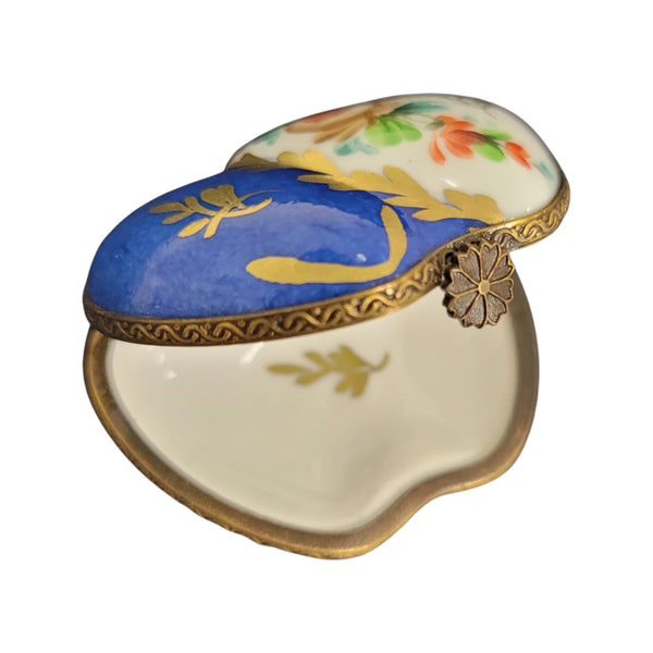 Double Blue Heart Elegance Porcelain Limoges hearts LIMOGES BOXES French Trinket Box