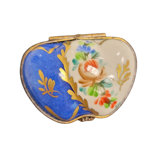 Double Blue Heart Elegance Porcelain Limoges hearts LIMOGES BOXES French Trinket Box