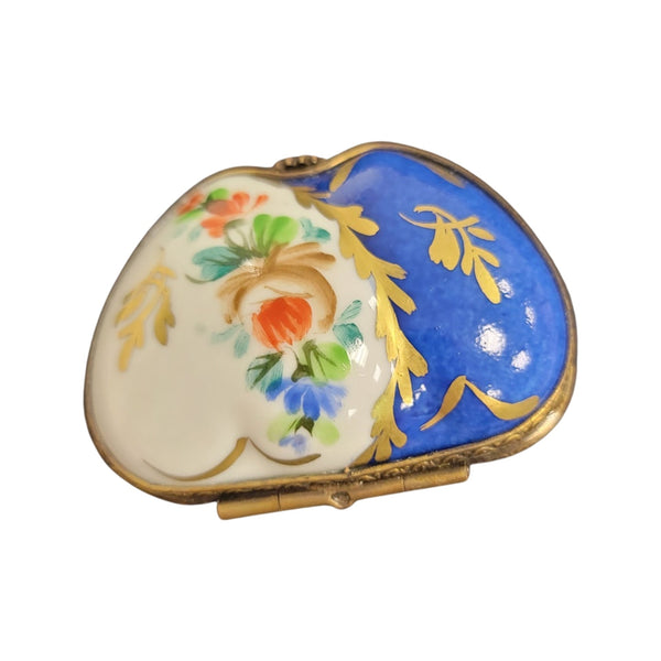 Double Blue Heart Elegance Porcelain Limoges hearts LIMOGES BOXES French Trinket Box