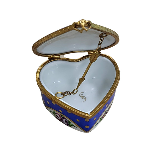 Doves on Heart Trinket Box Porcelain Limoges hearts LIMOGES BOXES bird French Trinket Box