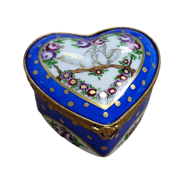 Doves on Heart Trinket Box Porcelain Limoges hearts LIMOGES BOXES bird French Trinket Box
