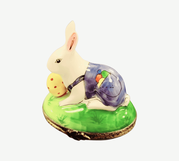 Easter Bunny with Egg Delight Porcelain Limoges rabbit Easter French Trinket Box