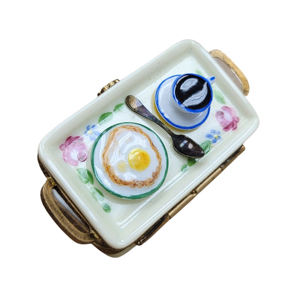 Egg And Coffee Delight Porcelain Limoges Food French Trinket Box