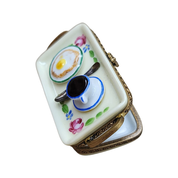 Egg & Coffee Tray Limoges Box Porcelain Figurine-furniture home LIMOGES BOXES-CH6D227