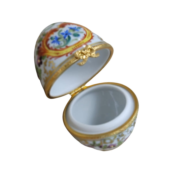 Elegant Painted Limoges Egg Porcelain Limoges egg LIMOGES BOXES French Trinket Box