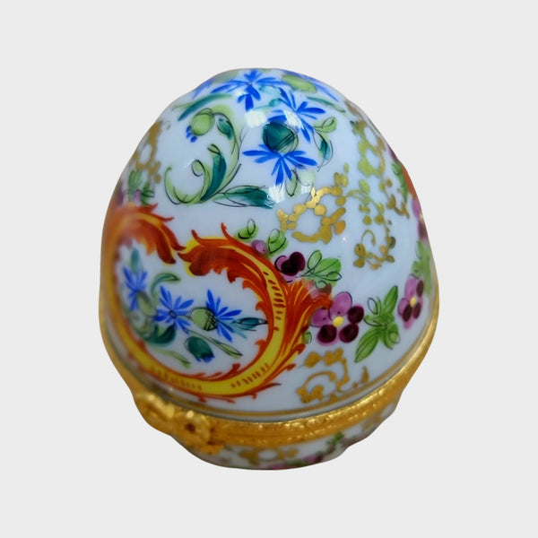 Elegant Painted Limoges Egg Porcelain Limoges egg LIMOGES BOXES French Trinket Box