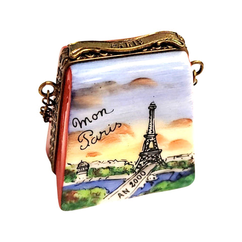 Eiffel Tower Paris Purse Box Porcelain Limoges france LIMOGES BOXES purse French Trinket Box