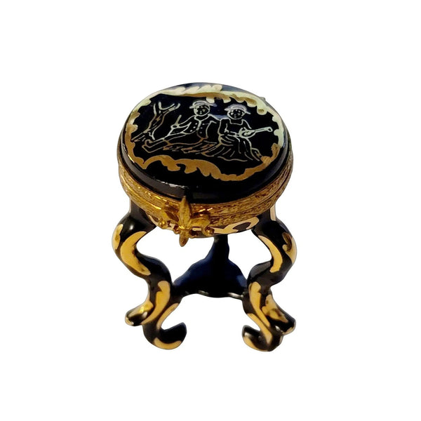Elegant Black Limoges Table Stool Porcelain Limoges furniture French Trinket Box
