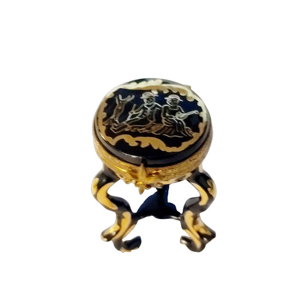 Elegant Black Limoges Table Stool Porcelain Limoges furniture French Trinket Box