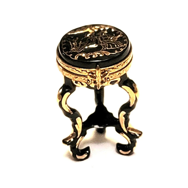 Elegant Black Limoges Table Stool Porcelain Limoges furniture French Trinket Box